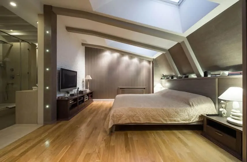 Completed loft conversion by us, transforming the attic into a stylish, usable living area.
