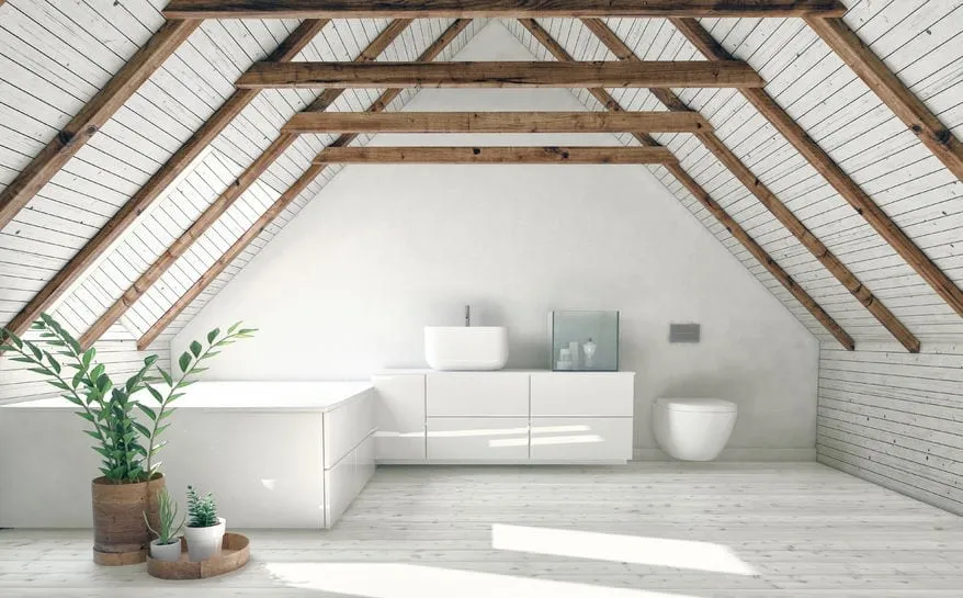 Stylish loft conversion featuring a bright and modern bathroom design.